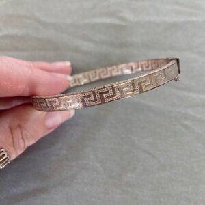 Sterling Silver Greek Key Bangle Bracelet with Clasp